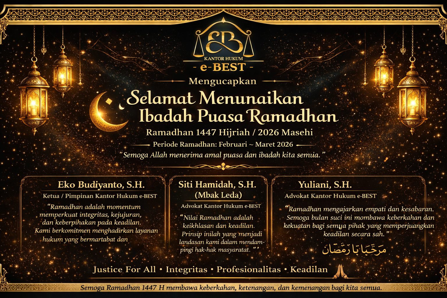 Sambut Ramadhan 1447 H, Kantor Hukum e-BEST Hadirkan Semangat Keadilan dan Pengabdian